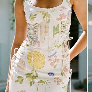 Sabo Skirt Pastel Floral Lace-Up Crop Top